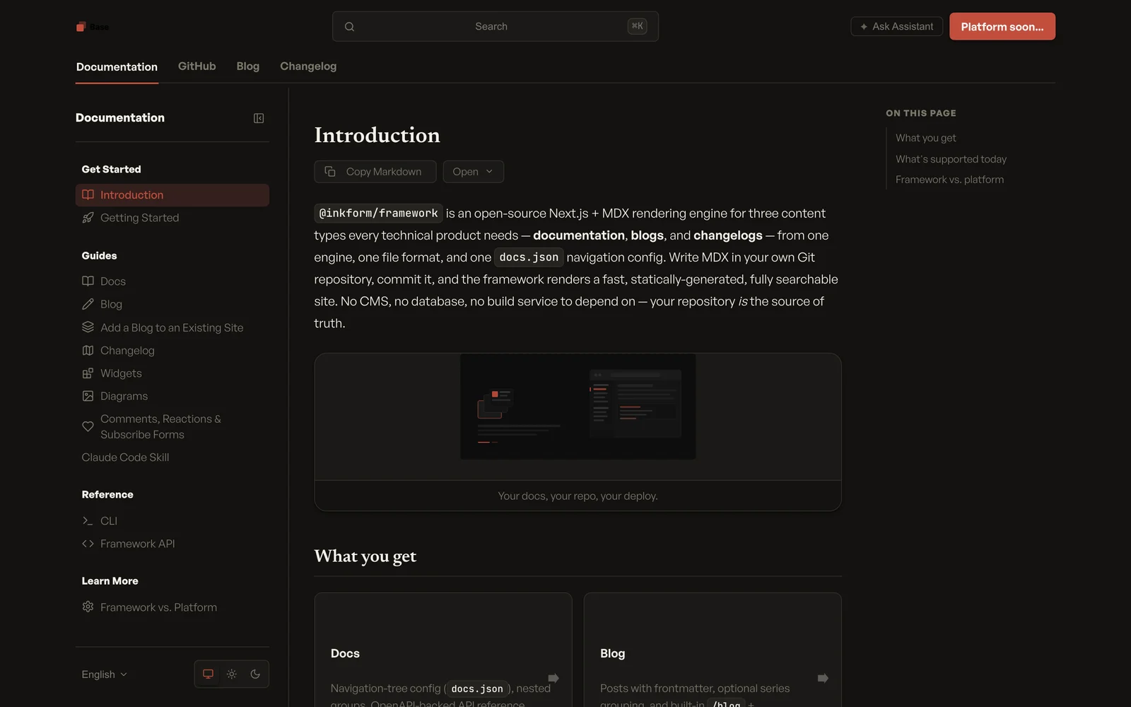 the @inkform/framework docs site, built with the framework itself